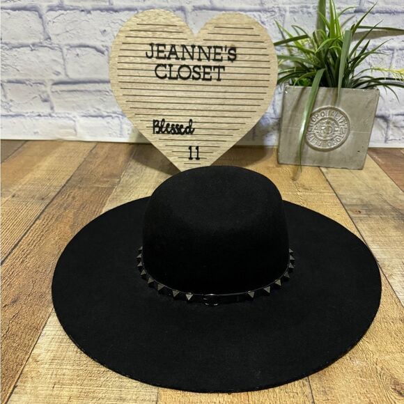 BROOKLYN HAT CO. BLACK WOOL STUDDED FLOPPY HAT main image 6